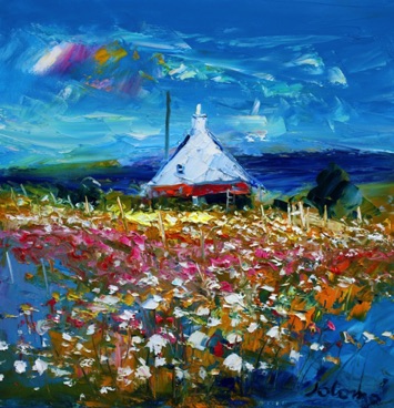 Wild field passing rain North Uist 16x16 Wild field passing rain North Uist 16x16